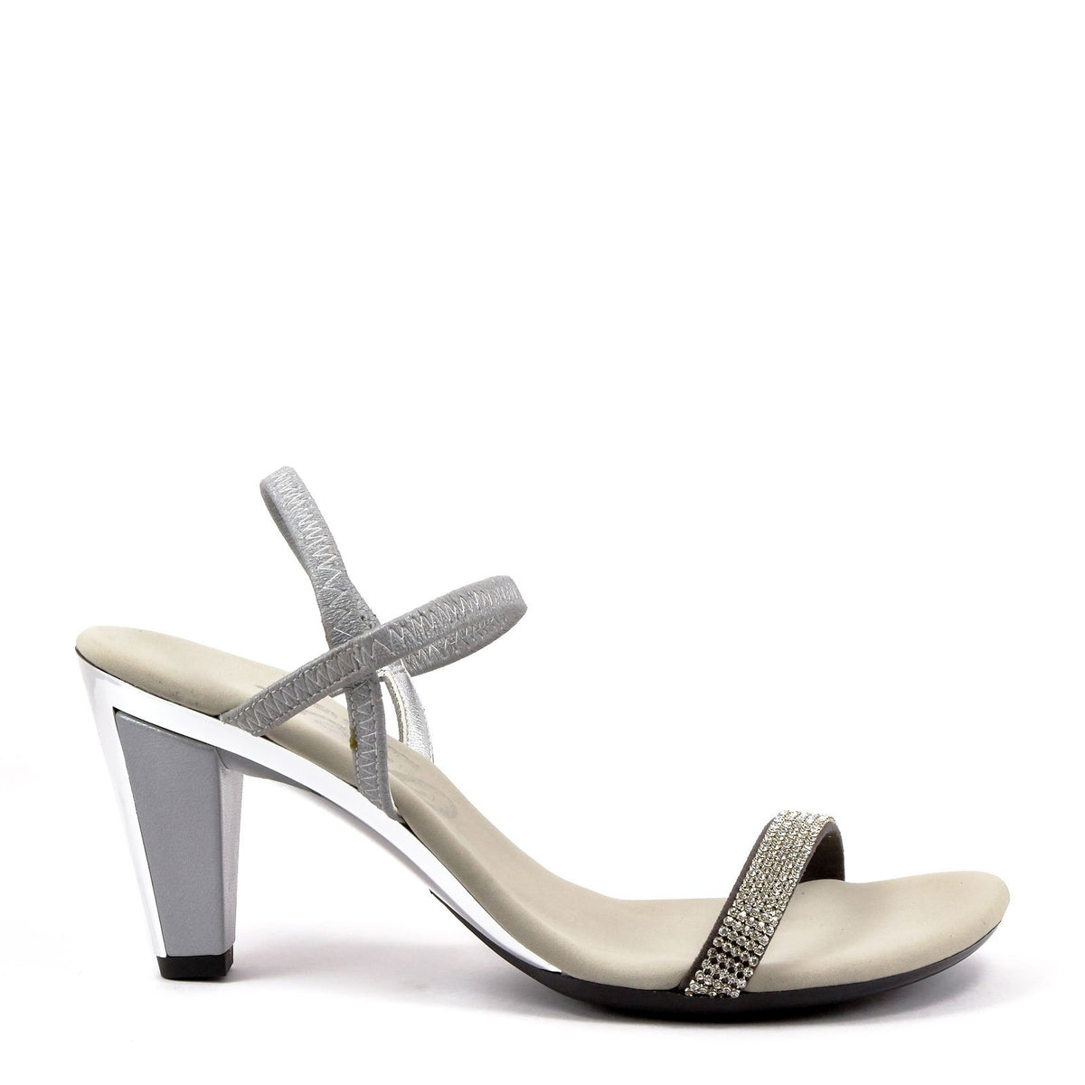 Silver low heel strappy sandals by Onex Shoes